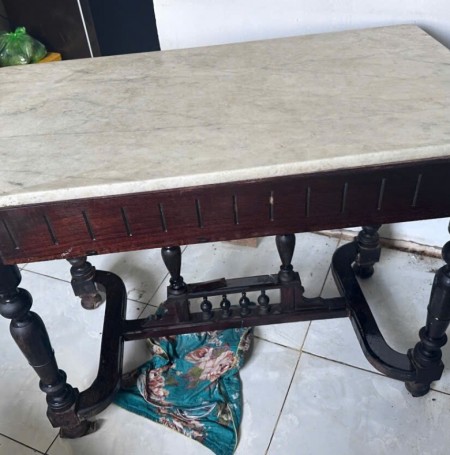 Bàn Cổ Mặt Đá Chân Chữ C Gỗ Gõ Đỏ