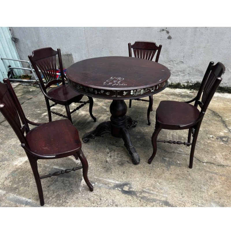 Bộ Bàn Ăn 4 Ghế Rẻ Quạt Xưa 