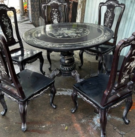 Bộ Bàn Ăn Sơn Mài 6 Ghế Hàng Thành Lễ Cao Cấp – Sang Trọng, Đẳng Cấp