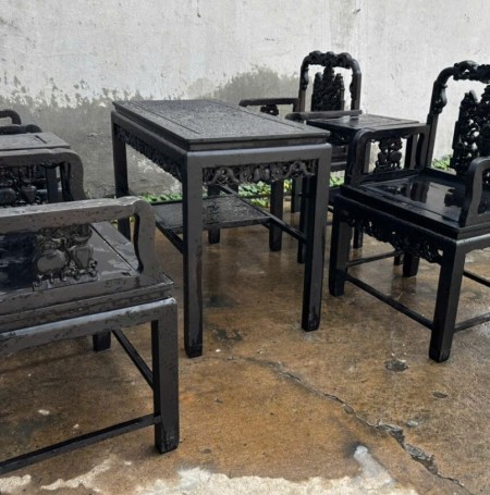 Bộ Móc Tàu Gỗ Gụ Hàng Đẹp Đục Sắc Nét 