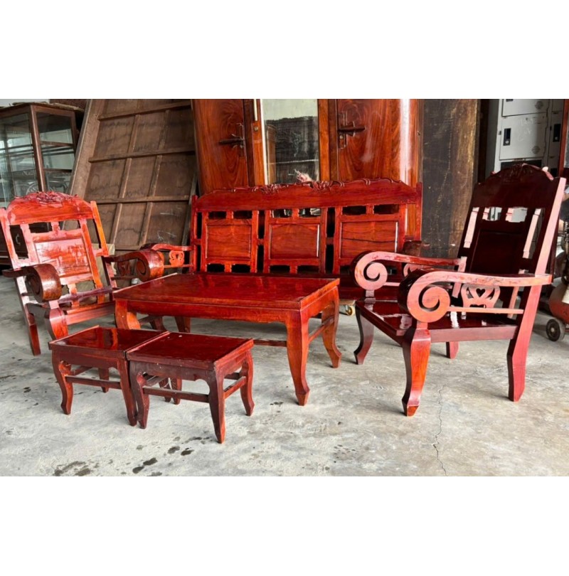 Thanh Lý Bộ Salon Tay Cuộn Gỗ Cẩm Lai  