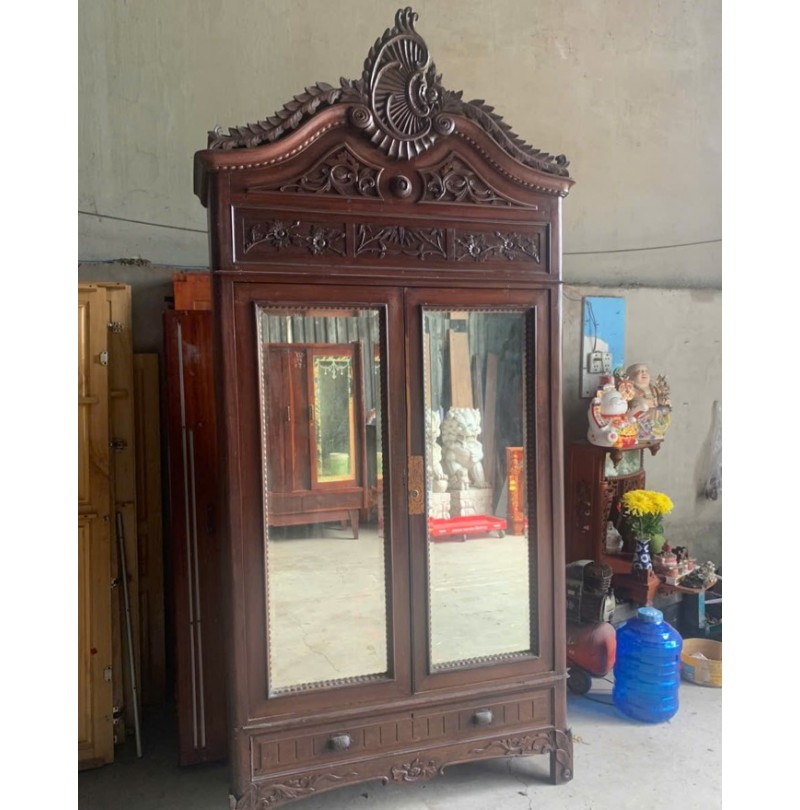 Tủ Mão Xưa Gỗ Đỏ 2 Cánh