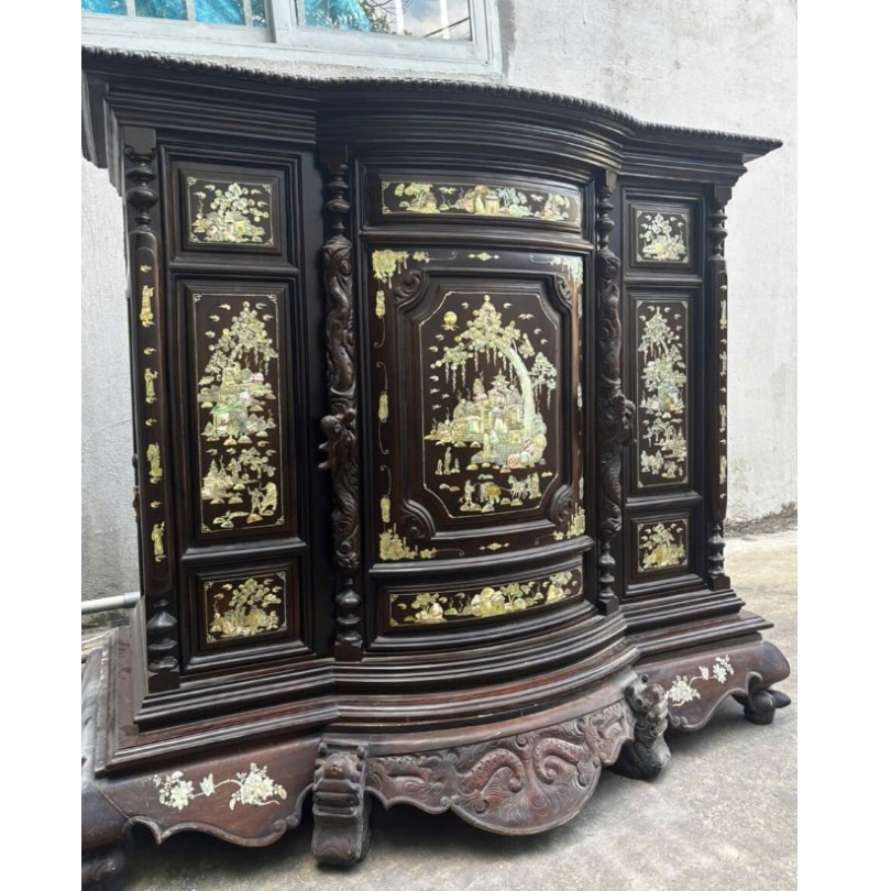 Tủ Thờ Bụng Phệ Cẩn Xà Cừ Gỗ Chiu Liu 