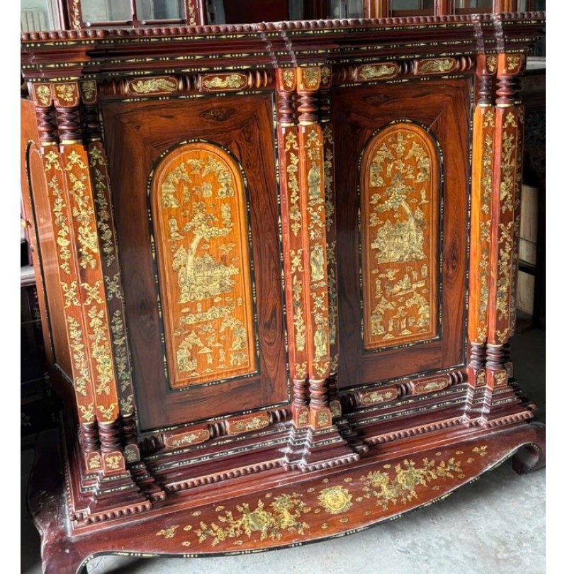 Tủ Thờ Gò Công Cũ 9 Trụ Cẩn Xà Cừ  Thanh Lý Giá Tốt